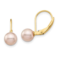 Madi K Kid's 14K  6-7mm Pink Round FW Cultured Pearl Leverback Earrings