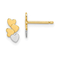 Madi K Kid's 14k  & White Rhodium Hearts Post Earrings