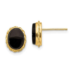 Madi K Kid's 14k  Bezel Onyx Earrings