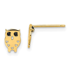 Madi K Kid's 14k  Black CZ Owl Post Earrings