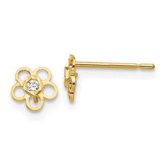 Madi K Kid's 14k  CZ D/C  Flower Post Earrings