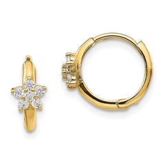Madi K Kid's 14k  CZ  Flower Hinged Hoop Earrings