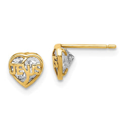 Madi K Kid's 14k  CZ Jesus Heart Post Earrings