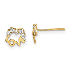 Madi K Kid's 14k  CZ LOVE Post Earrings