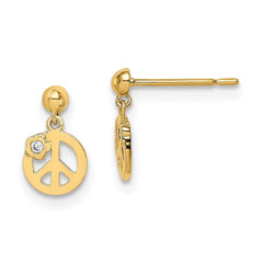 Madi K Kid's 14k  CZ Peace Symbol Post Earrings