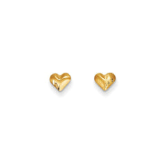 Madi K Kid's 14k  Diamond-Cut & Satin Puffed Heart Earrings