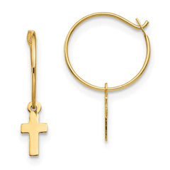 Madi K Kid's 14k  Endless Hoop w/Small Cross Earrings