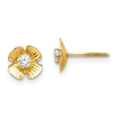 Madi K Kid's 14k  Flower 2.5mm CZ Post Earrings