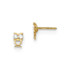 Madi K Kid's 14k  Owl w/CZ Eyes Screwback Post Earrings