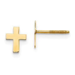 Madi K Kid's 14k  Polished Tiny Cross Silicone Back Earrings