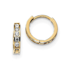 Madi K Kid's 14k  Round/Square CZ Reversible Hinged Hoop Earrings