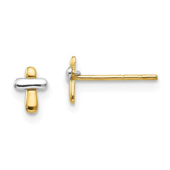 Madi K Kid's 14K Two-tone  Polished Cross Post Earrings