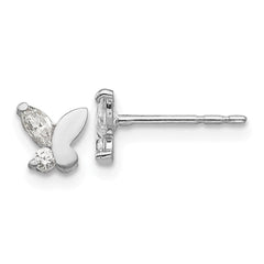 Madi K Kid's 14k White Gold  CZ Butterfly Post Earrings