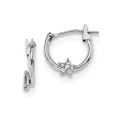 Madi K Kid's 14k White Gold  Polished CZ Star Hoops