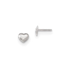 Madi K Kid's 14k White Gold  Rhodium-plated Heart Screwback Post Earrings