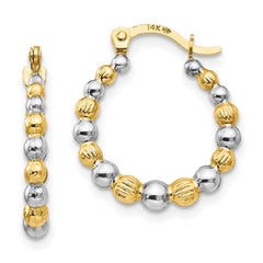 Madi K Kid's 14K  w/Rhodium Beaded Hoop Earrings