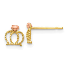 Madi K Kid's 14k Yellow & Rose  Gold  Crown Post Earrings