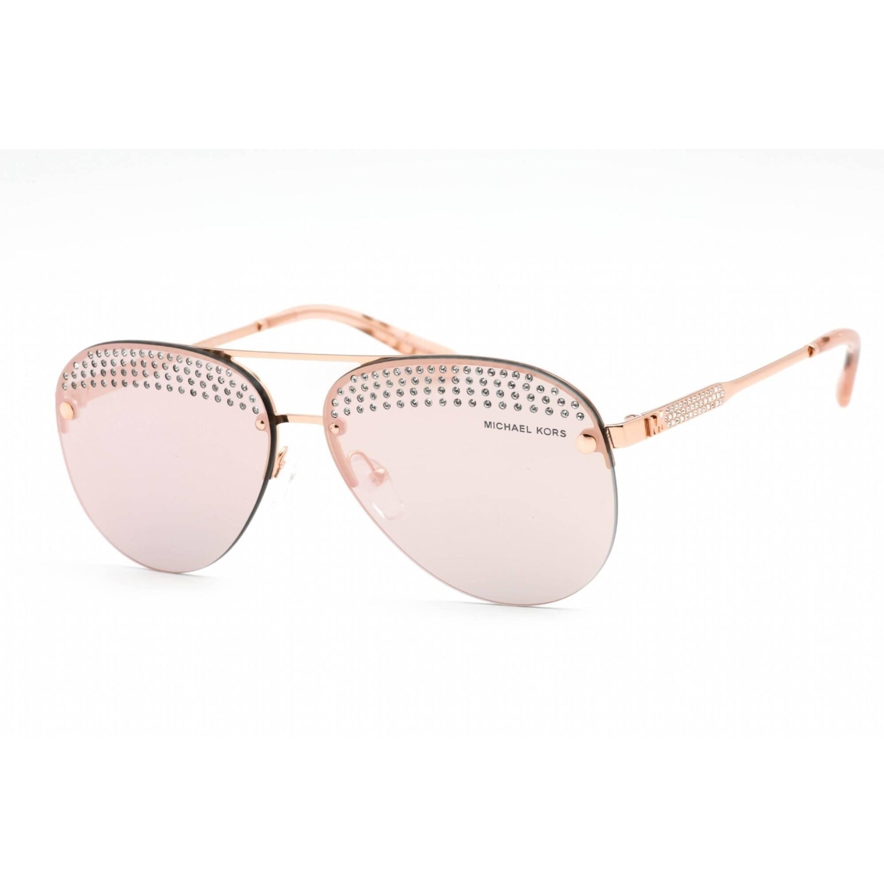 Michael Kors Women's Sunglasses Half Rim Rose Gold Metal Aviator 0MK1135B 11084Z