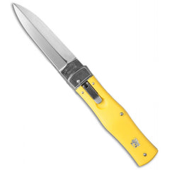 Mikov Knife - Predator Spring Dagger Blade with Yellow Handle | MV241-CLIP-YELLOW