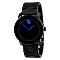 Movado 3600099 Unisex Bold Black Dial Black Plastic & Steel Bracelet Swiss Watch