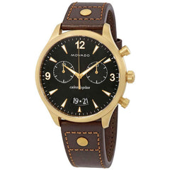 Movado Men's Chronograph Watch - Heritage Green Dial Brown Leather Strap | 3650031