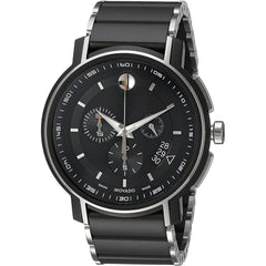 Movado Men's Chronograph Watch - Strato Black Dial Two Tone Bracelet | 0607006
