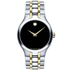 Movado Men's Quartz Watch - Black Dial Silver Tone Case Two Tone Bracelet | 0606958
