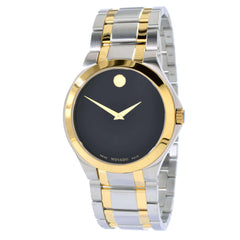 Movado Men's Quartz Watch - Black Dial Two Tone Stainless Steel Bracelet | 0606896