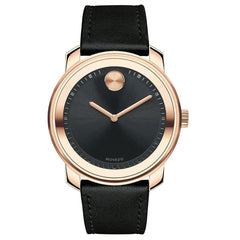 Movado Men's Quartz Watch - Bold Black Dial Black Leather Strap | 3600376