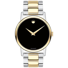 Movado Men's Quartz Watch - Classic Museum Black Dial Two Tone Bracelet | 2100016