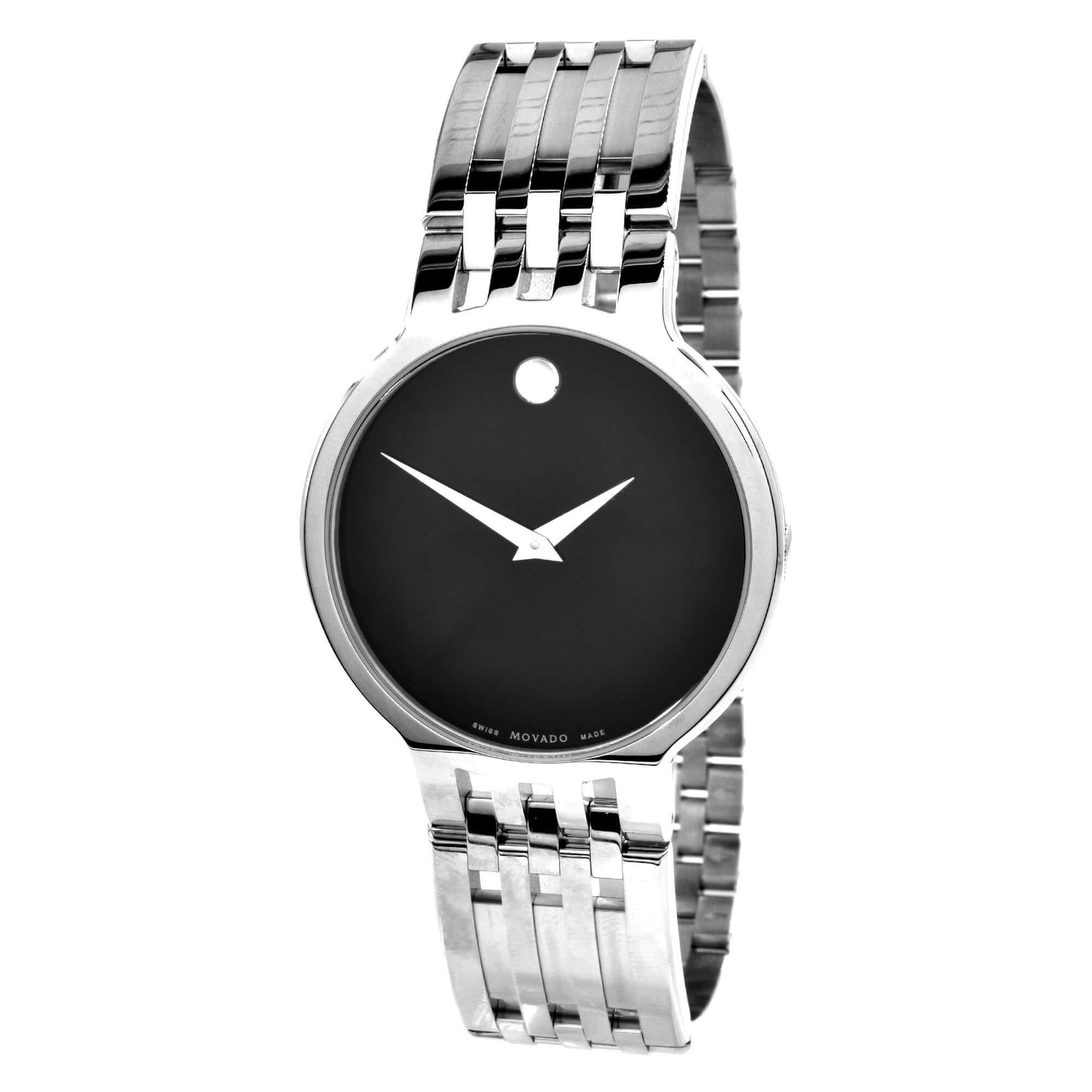 Movado Men's Quartz Watch - Esperanza Black Dial Silver Tone