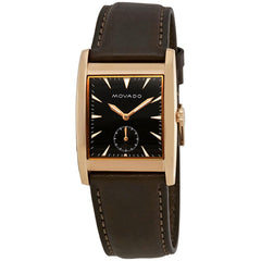 Movado Men's Quartz Watch - Heritage Curviplan Black Dial Brown Leather Strap | 3650042