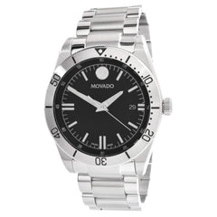 Movado Men's Quartz Watch - Sport Black Dial Stainless Steel Bracelet | 0607435
