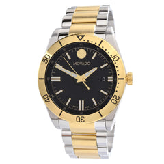 Movado Men's Quartz Watch - Sport Black Dial Two Tone Steel Bracelet | 0607437