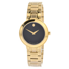 Movado Men's Quartz Watch - Stiri Black Dial Yellow Gold Bracelet | 0607282