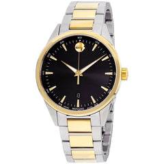 Movado Men's Quartz Watch - Stratus Black Dial Two Tone Bracelet | 0607245