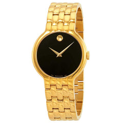 Movado Men's Quartz Watch - Veturi Black Dial Yellow Gold Steel Bracelet | 0606934