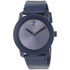 Movado Men's Swiss Quartz Watch - Bold Blue Dial Navy Genuine Leather Strap | 3600370