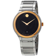 Movado Men's Swiss Quartz Watch - Quadro Black Dial Silver Bracelet | 0607394