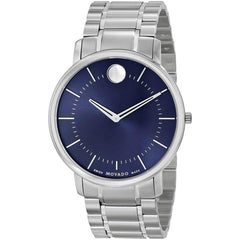 Movado Men's Swiss Quartz Watch - TC Blue Dial Stainless Steel Bracelet | 0606688