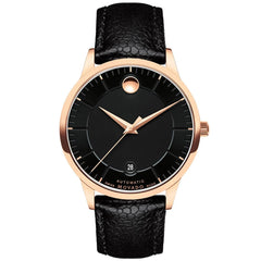 Movado Men's Watch - 1881 Automatic Black Dial Black Leather Strap | 0607062