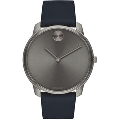 Movado Men's Watch - Bold Quartz Grey Dial Blue Genuine Leather Strap | 3600586