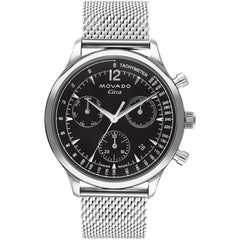 Movado Men's Watch - Heritage Circa Chronograph Silver Steel Mesh Bracelet | 3650137