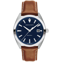 Movado Men's Watch - Heritage Datron Date Display Blue Dial Cognac Strap | 3650141