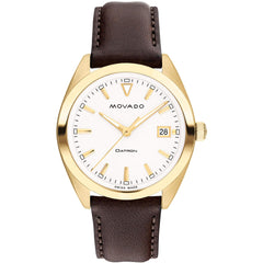 Movado Men's Watch - Heritage Datron Quartz Chocolate Brown Leather Strap | 3650140