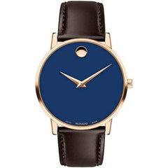 Movado Men's Watch - Museum Classic Quartz Yellow Gold Case Brown Strap | 0607316