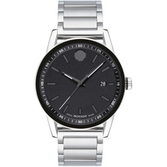 Movado Men's Watch - Museum Sport Black Dial Steel Bracelet Date Display | 0607557