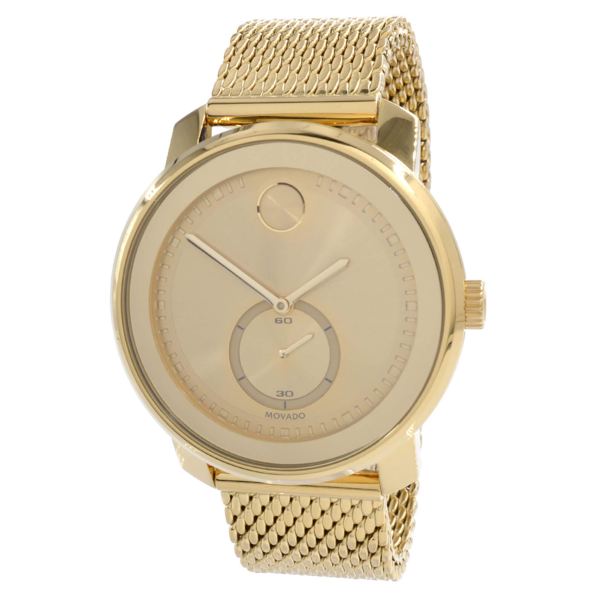 Movado Unisex Quartz Watch - Trend Gold Tone Dial Mesh Bracelet | 3600678