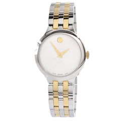 Movado Unisex Quartz Watch - Veturi Silver Tone Dial Two Tone Bracelet | 0607496