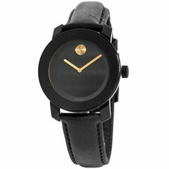 Movado Unisex Strap Watch - Bold Swiss Quartz Black Dial Black Leather | 3600527